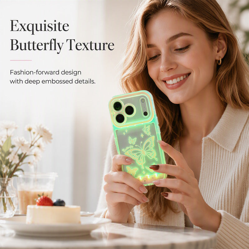 🎁 2026 Nya Ankomster 50% rabatt💥LED Upplyst Fjärilstelefonfodral – Färgskiftande Skal för iPhone, Y2K Estetik Festtillbehör ✨🌈