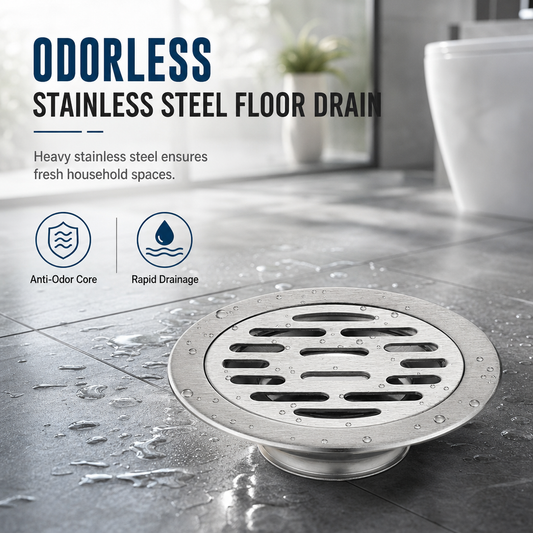 ⏳🔥LIMITED-TIME 50% OFF! ⏰Brushed Stainless Steel Round Floor Drain with Deodorizing Core – Fast Water Drainage Anti-Odour Floor Drain, Fits Bathroom, Shower & Washing Machine