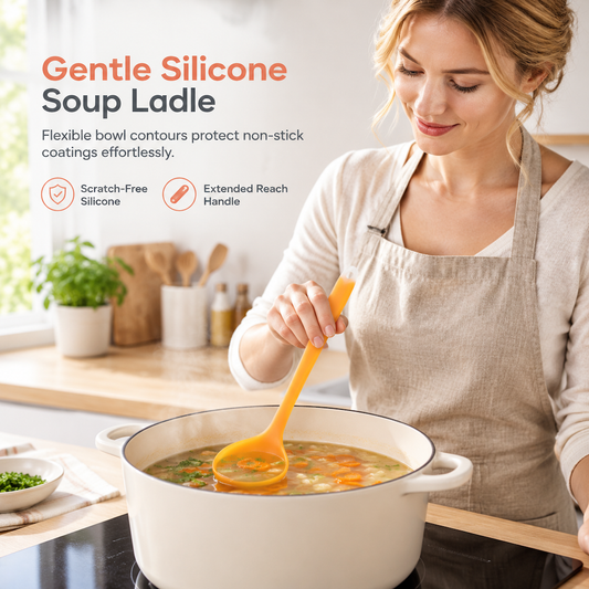 ⏳Limited-time 50% off🍲 Stir, Scoop & Serve Like a Pro! ✨ Non-Stick Silicone Soup Ladle 🥄💖