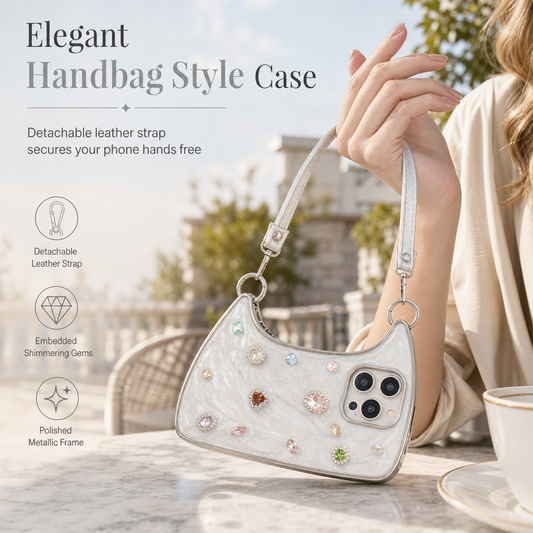 Luxury 3D Glittering Rhinestone Gemstone Epoxy Phone Case with Hand Strap