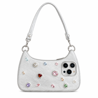Luxury 3D Glittering Rhinestone Gemstone Epoxy Phone Case with Hand Strap