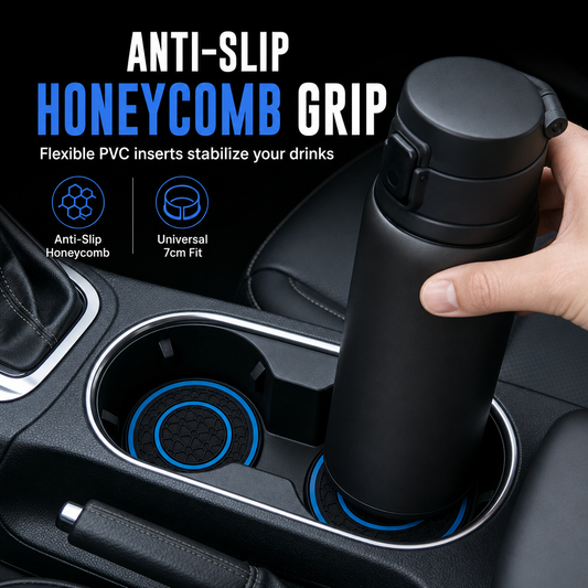 2 Piece Non Slip Car Cup Coasters Heat Resistant Double Ring Honeycomb Cup Holder Pads
