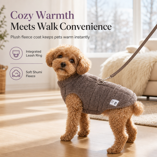 📢📢 50% OFF🦮Soft Fleece Pet Coat – Warm & Cozy Winter Jacket with Leash D-Ring for Small Dogs & Cats