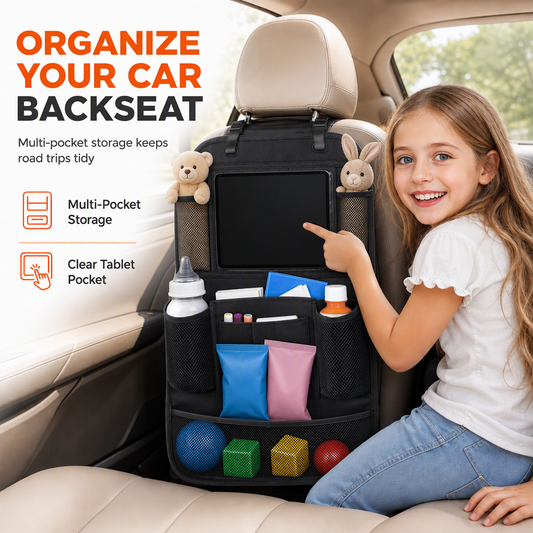 Oxford Cloth Car Seat Back Organizer Storage Bag with Tablet Holder Pocket