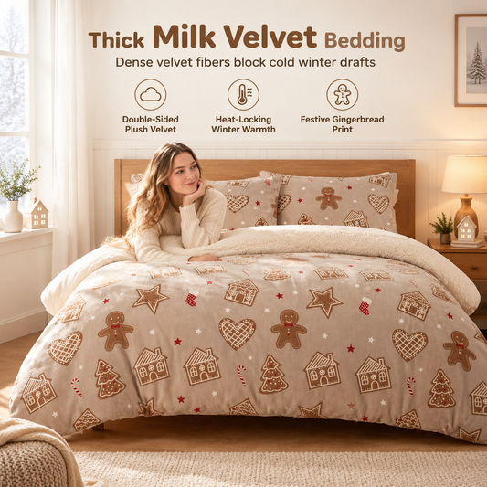 🔥Time-Limited Special💥Printed Thick Warm 3-Piece Bedding Set for Autumn and Winter