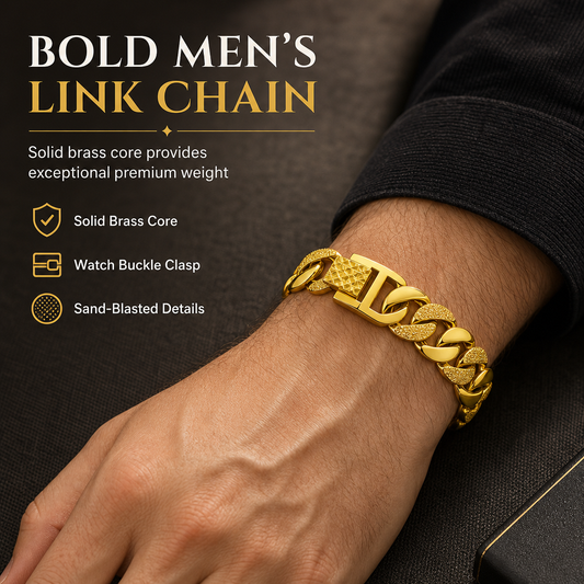 🔥Time-Limited Special💥Men's Vietnamese Sand-Gold Style Bracelet – Matte Sandblasted Finish & Watch Clasp💎