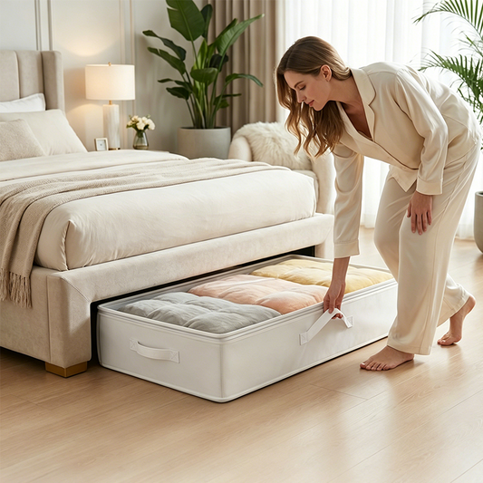 🔥Time-Limited Special💥 Waarom zou je zomerkleding en dekens in kasten proppen? Deze onderbed-opbergtas schuift er zo onder, met dubbele rits en doorzichtig deksel.