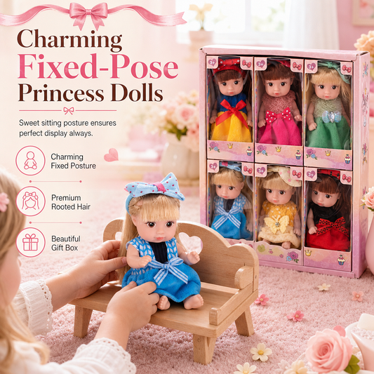 🔥Time-Limited Special💥Mini Princess Dolls 6-Pack, Pocket Size Doll Figures, Soft Rooted Hair, Gift Box