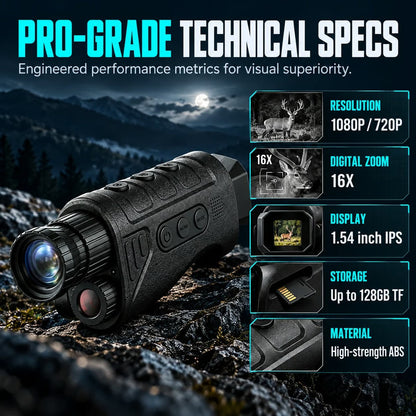 🔥Time-Limited Special💥1080P HD Night Vision Monocular – 16X Digital Zoom for Outdoor Adventures & Wildlife Viewing