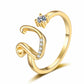 ✨ 50% RABATT! 💍 Justerbar Rhinestone Initialbokstav Ring for Kvinner